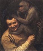 Annibale Carracci Portrait of a Young Man with a Monkey oil on canvas